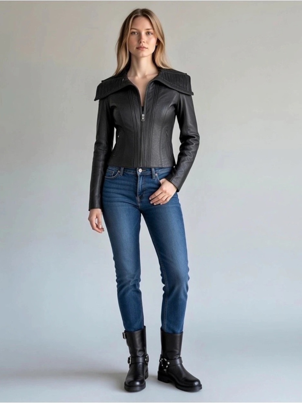 Skin Graft Black Leather Jacket Size Medium Like New